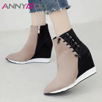 ANNYMOLI Women Boots Autumn Ankle Boots Mixed Colors Wedge High Heel Short Boots Zipper Pointed Toe Shoes Lady Winter Size 34-40
ANNYMOLI Women Boots Autumn Ankle Boots Mixed Colors Wedge High Heel Short Boots Zipper Pointed Toe Shoes Lady Winter Size 34-40