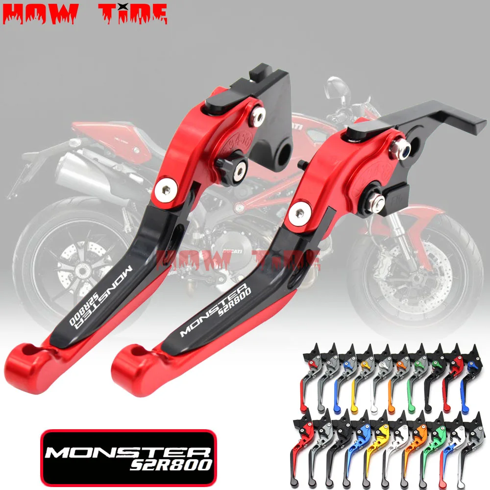 

20 Colors Adjustable Folding Extendable Motorbike Motorcycle Red Brake Clutch Levers For Ducati MONSTER S2R 800 2005 2006 2007