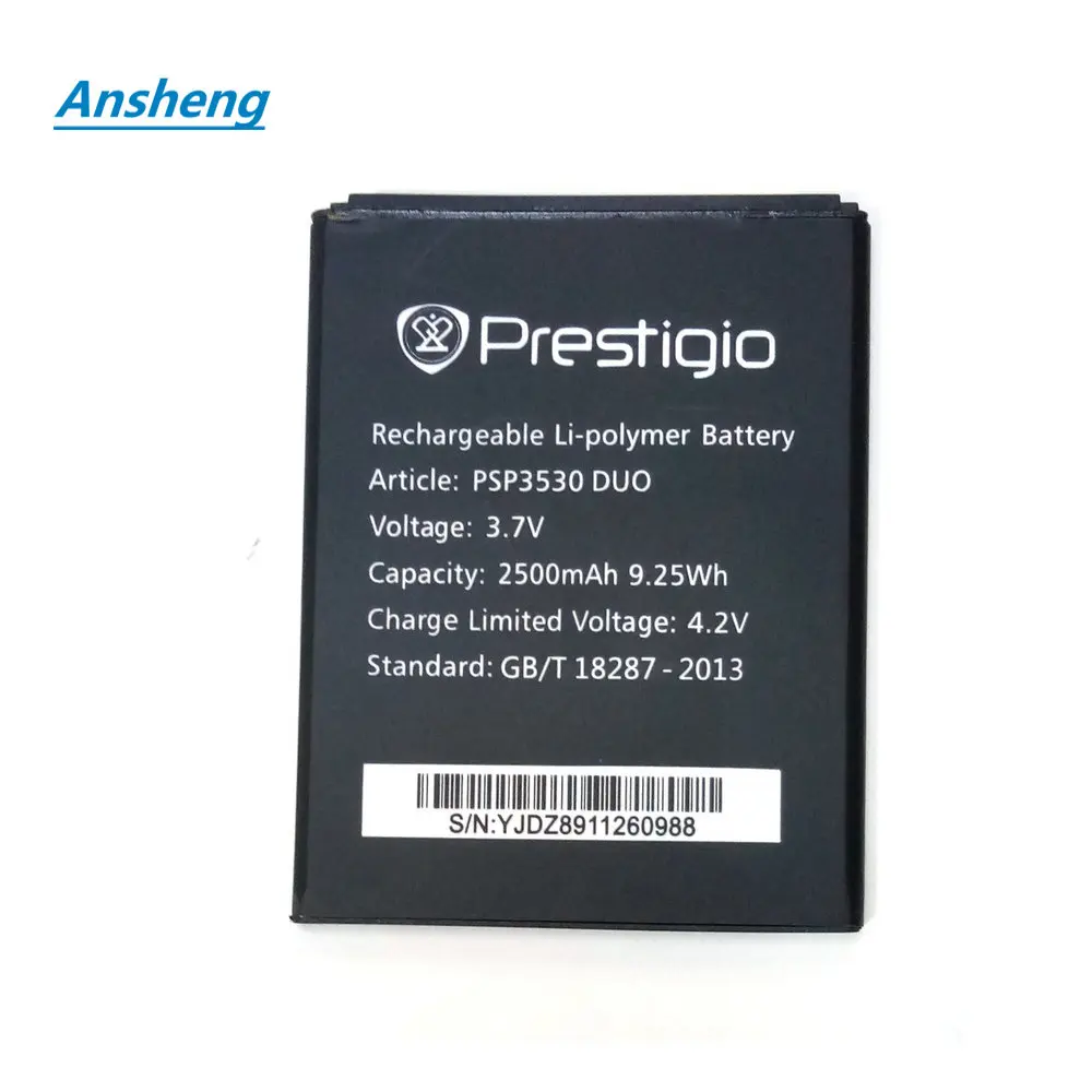 Ansheng Large capacity 3.7V 2500mah PSP3530 DUO battery for Prestigio Muze D3 E3 F3 PSP 3530 DUO PSP3531 PSP3532 DUO Cell Phone
Ansheng Large capacity 3.7V 2500mah PSP3530 DUO battery for Prestigio Muze D3 E3 F3 PSP 3530 DUO PSP3531 PSP3532 DUO Cell Phone