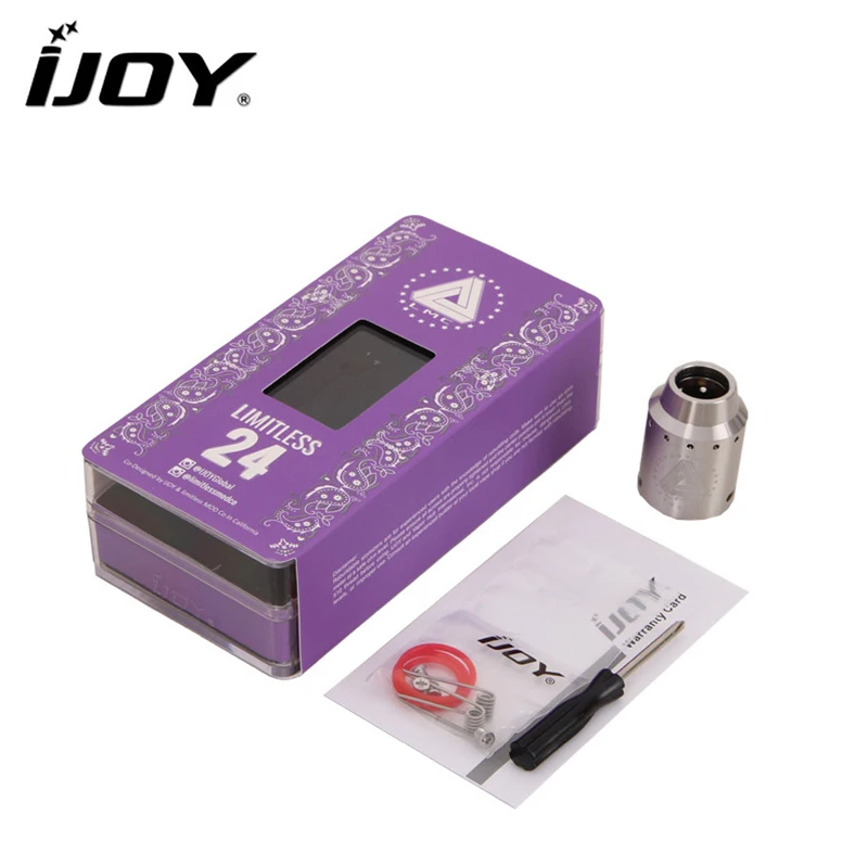 Original IJOY Limitless LMC 24 RDA Tank 24mm Adjustable Airflow Atomizer with 2 Post Gold-Plated Build Deck Electronic Cigarette
Original IJOY Limitless LMC 24 RDA Tank 24mm Adjustable Airflow Atomizer with 2 Post Gold-Plated Build Deck Electronic Cigarette