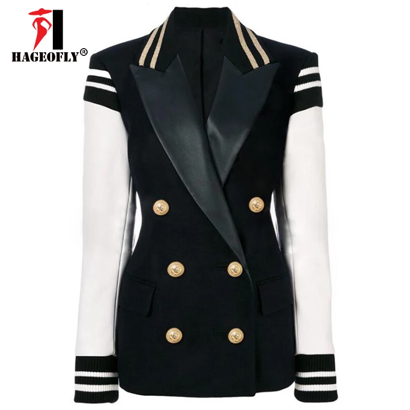 High Quality New Fashion Black Blazer Women Plus Size Blazers Coat Women's Leather Sleeve Patchwork Lion Buttons Blazer Feminino
High Quality New Fashion Black Blazer Women Plus Size Blazers Coat Women's Leather Sleeve Patchwork Lion Buttons Blazer Feminino