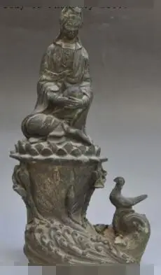 S01552 11"old chinese bronze seat lotus bird Liberty Kwan-Yin Bodhisattva Buddha statue 
S01552 11"old chinese bronze seat lotus bird Liberty Kwan-Yin Bodhisattva Buddha statue