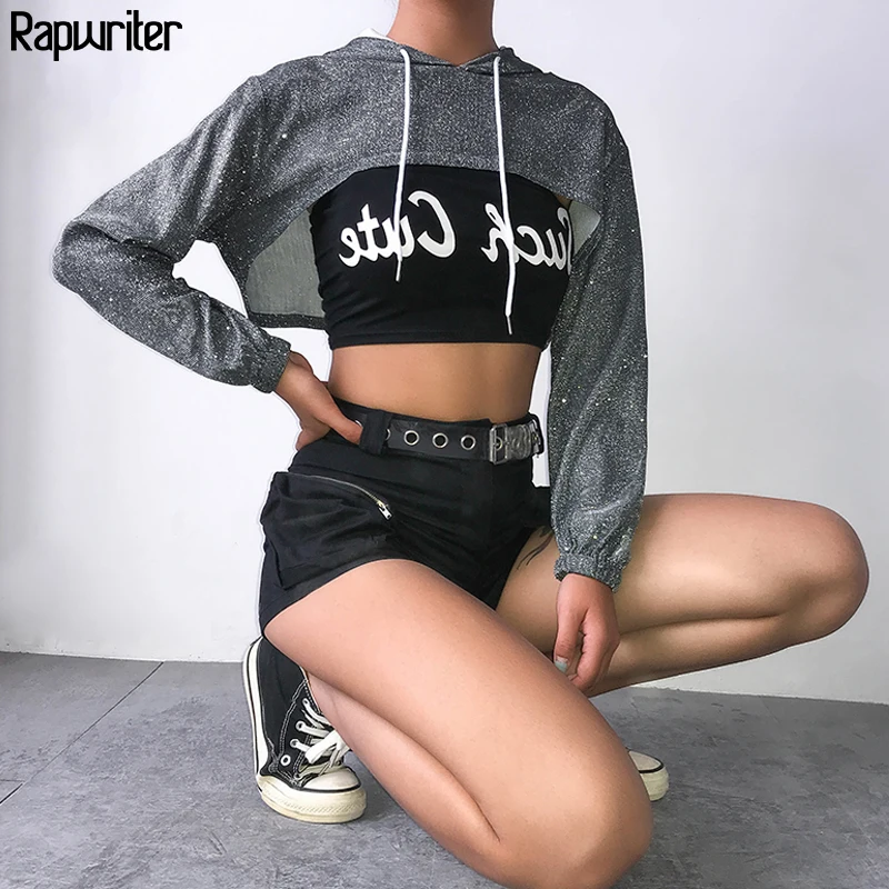 Rapwriter Fashion Long Sleeve Drawstring Glitter Hoodies Sweatshirts Women 2019 Autumn Hip Hop Harajuku Pullover Loose Crop Top
Rapwriter Fashion Long Sleeve Drawstring Glitter Hoodies Sweatshirts Women 2019 Autumn Hip Hop Harajuku Pullover Loose Crop Top