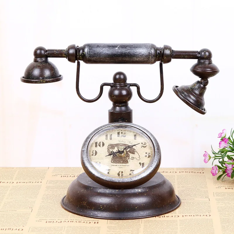 Retro telephone creative clock form face clock home living room craft decoration
Retro telephone creative clock form face clock home living room craft decoration