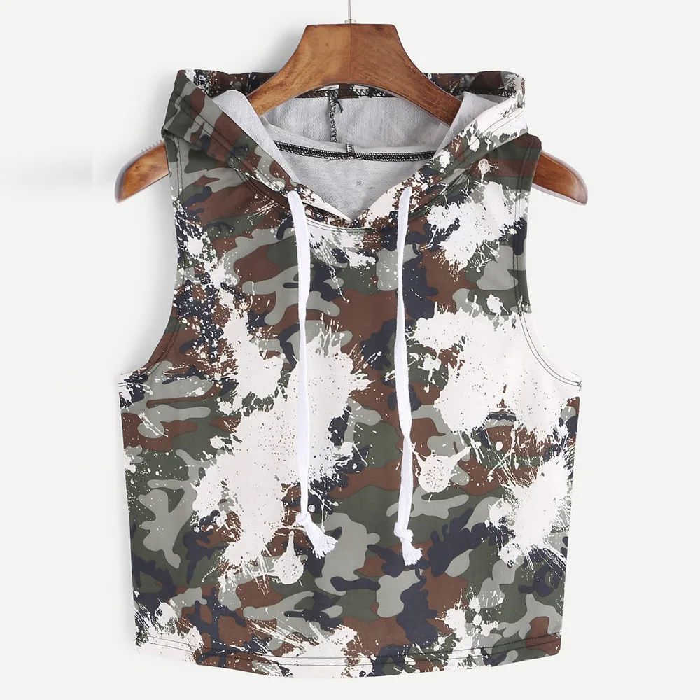 Street style T Shirt Women Fashion Sexy Camouflage Hooded Crop tops Sleeveless T-Shirt summer Tops Tshirt Camisetas Mujer#5
Street style T Shirt Women Fashion Sexy Camouflage Hooded Crop tops Sleeveless T-Shirt summer Tops Tshirt Camisetas Mujer#5