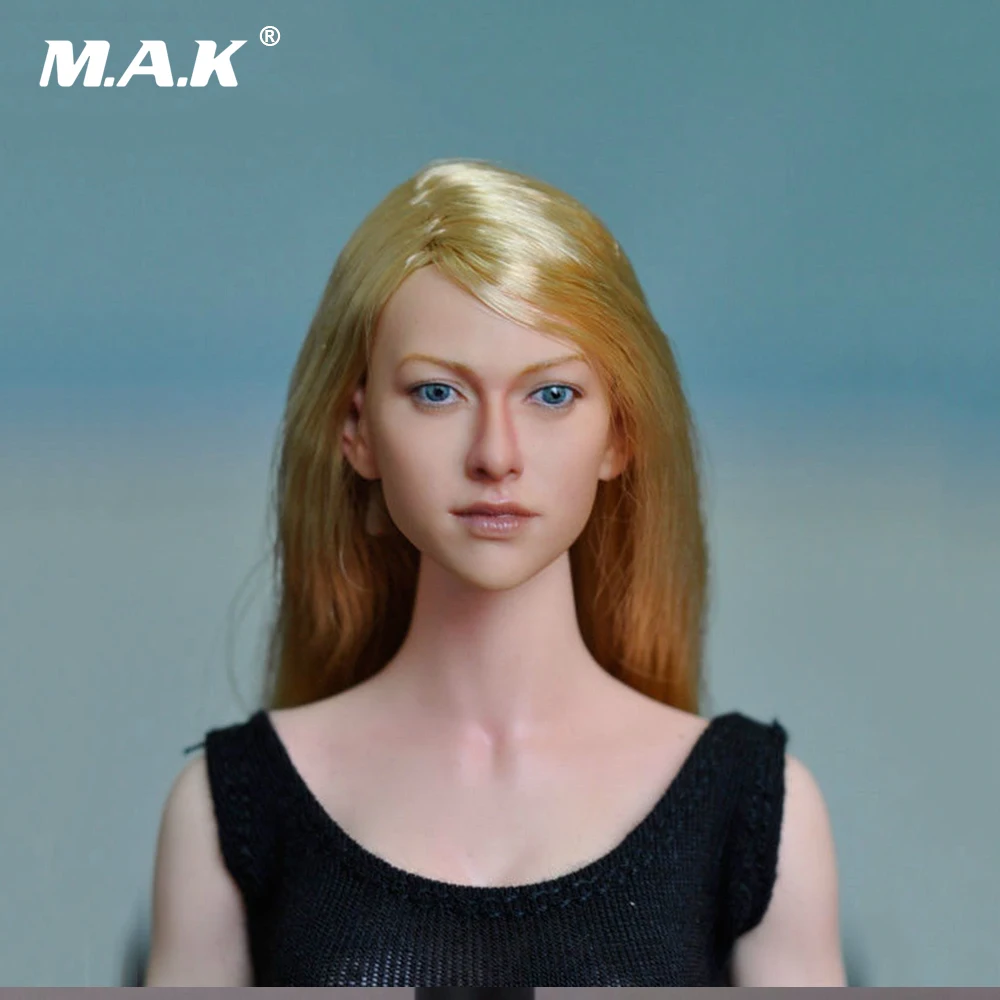 Скульптура головы женской Эмили Кинни в масштабе 1:6 длинный блонд резьба по