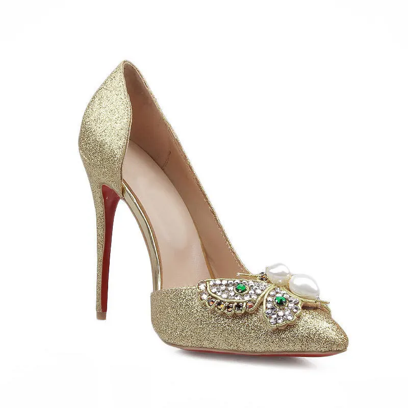 Women Pumps Party High Heels Shoes Sequin fashion spring Rhinestone metal Bow 11CM Thin Heels Rhinestone Wedding Shoes
Women Pumps Party High Heels Shoes Sequin fashion spring Rhinestone metal Bow 11CM Thin Heels Rhinestone Wedding Shoes