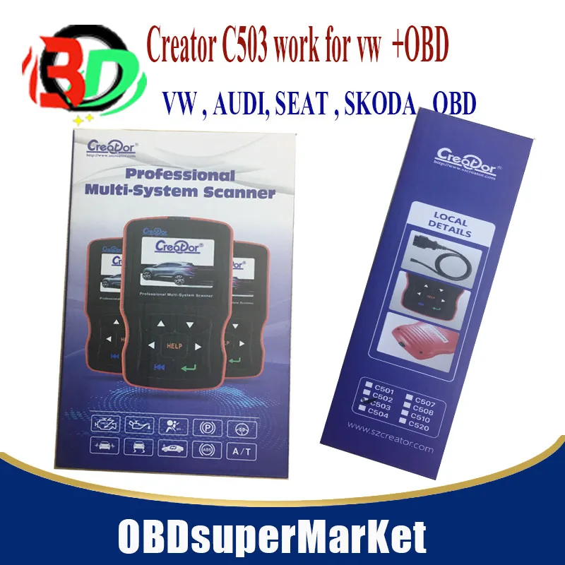 latest version creator C503 work for Vw + OBD Multi-System Scanner C502 C501 multiple language code reader obdii
latest version creator C503 work for Vw + OBD Multi-System Scanner C502 C501 multiple language code reader obdii