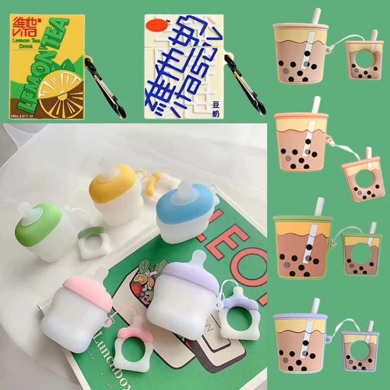 For Air Pods Earphone Cases Cute Cartoon Milk Tea Lemon Tea Bottle Silicone Fashion Bluetooth Charging headset Protection Covers
For Air Pods Earphone Cases Cute Cartoon Milk Tea Lemon Tea Bottle Silicone Fashion Bluetooth Charging headset Protection Covers