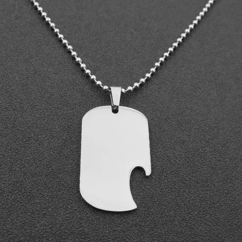 Отполированная нержавеющая сталь открывалка для бутылок ожерелье dogtag кулон DIY