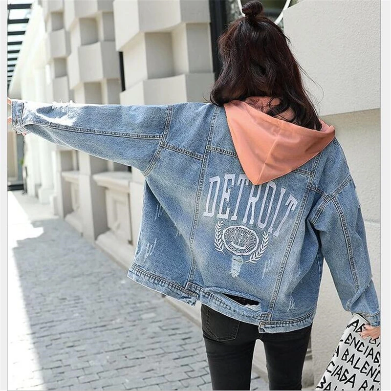 Detachable hooded denim jacket women letter embroidery Tearing Hole jean coat female boyfriend denim jackets spring autumn G252
Detachable hooded denim jacket women letter embroidery Tearing Hole jean coat female boyfriend denim jackets spring autumn G252