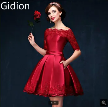 2017 new design red/wine short a line satin prom dress off the shoulder half sleeve lace prom gowns petite prom dresses
2017 new design red/wine short a line satin prom dress off the shoulder half sleeve lace prom gowns petite prom dresses
