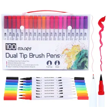 100 Color Dual Brush Art Markers Pen Fine Tip and Brush Tip Great for Bullet Journals Adult Coloring Books Calligraphy Lettering
100 Color Dual Brush Art Markers Pen Fine Tip and Brush Tip Great for Bullet Journals Adult Coloring Books Calligraphy Lettering