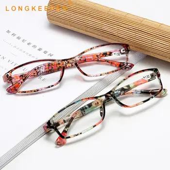 

LongKeeper Vintage Floral Reading Glasses Women Rectangular Presbyopic Eyewear Reading Glasses Accessories +1.0 1.5 +2.0 to +4.0