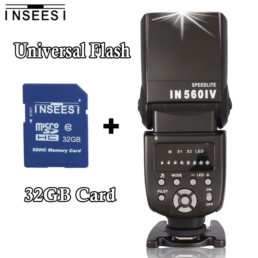 INSEESI Universal IN-560IV plus Wireless Flash Speedlite Speedlight For Canon Nikon Sony vs Yongnuo YN560IV+32GB Card
INSEESI Universal IN-560IV plus Wireless Flash Speedlite Speedlight For Canon Nikon Sony vs Yongnuo YN560IV+32GB Card