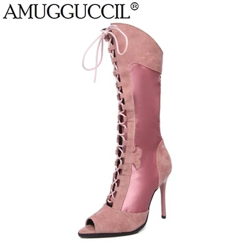 2020 New Plus Big Size 34-46 Black Blue Pink Lace Up Peep Open Toe Fashion High Heel Party Females Lady Women Summer Boots X1814
2020 New Plus Big Size 34-46 Black Blue Pink Lace Up Peep Open Toe Fashion High Heel Party Females Lady Women Summer Boots X1814