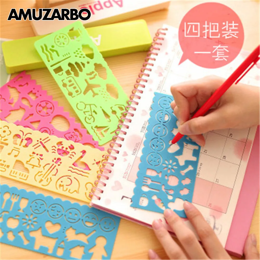 4 Pcs/set Graphics Symbols students creative cartoon wholesale million children painting painting kit template ruler Stationery
4 Pcs/set Graphics Symbols students creative cartoon wholesale million children painting painting kit template ruler Stationery