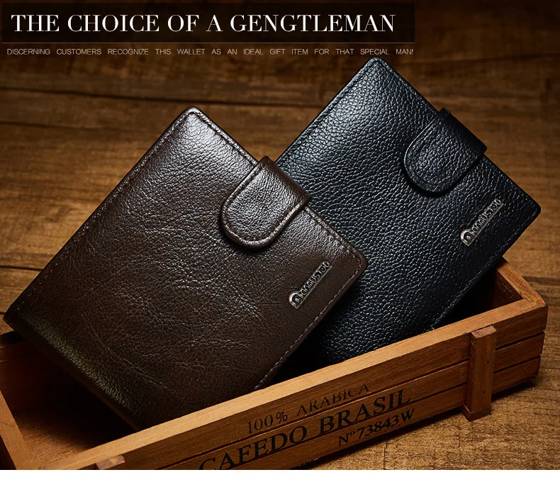 Genuine Leather Men Wallets Brand High Quality Design Wallets with Coin Pocket Purses Gift For Men Card Holder Bifold Male Purse 9