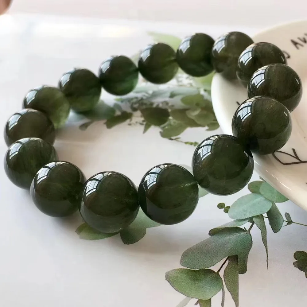 15.5mm Natural Stone Green Hair Rutilated Quartz Crsytal Bracelet Women Men Cat Eye Effect Business Gift Round Beads Charm AAAAA
15.5mm Natural Stone Green Hair Rutilated Quartz Crsytal Bracelet Women Men Cat Eye Effect Business Gift Round Beads Charm AAAAA