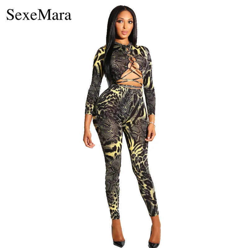 Leopard Snake Print Romper Sexy Costumes Fall Hollow Out Lace Up Long Sleeve Bandage Bodycon Jumpsuit Club Wear D36AD70
Leopard Snake Print Romper Sexy Costumes Fall Hollow Out Lace Up Long Sleeve Bandage Bodycon Jumpsuit Club Wear D36AD70