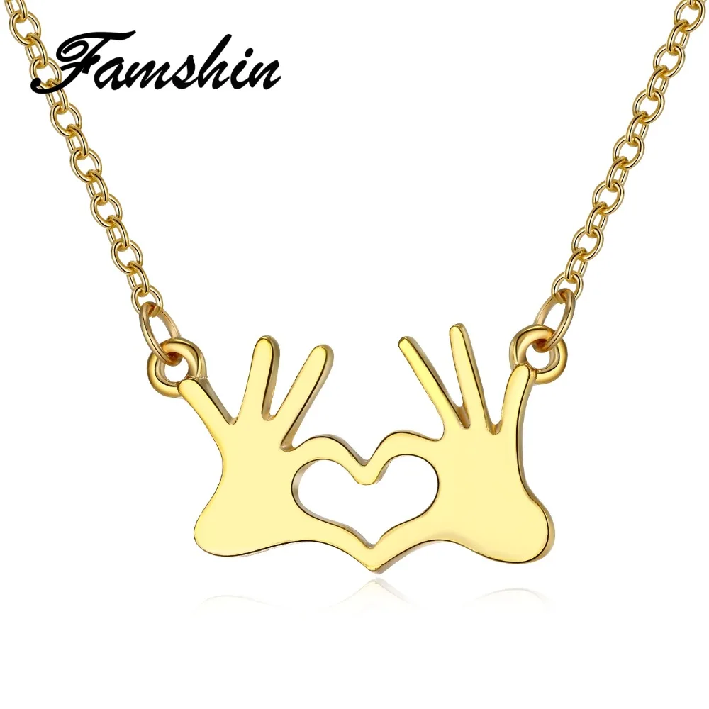 FAMSHIN Fashion Stainless Steel Jewelry Hand Chain Double Love Heart Necklaces Pendants gold for Women Statement Necklace 2018
FAMSHIN Fashion Stainless Steel Jewelry Hand Chain Double Love Heart Necklaces Pendants gold for Women Statement Necklace 2018