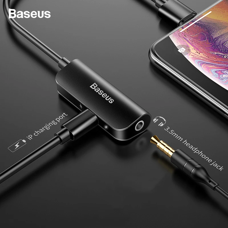 

Baseus Aux Audio Adapter For Lightning to 3.5mm Jack Earphone Headphone 3.5 Connector For iPhone Xs Max Xr X 8 7 Plus Splitter