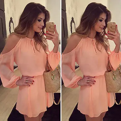 New Women Sexy Long Sleeves Casual Off Shoulder Chiffon Party Evening Club wear Short Mini Dress
New Women Sexy Long Sleeves Casual Off Shoulder Chiffon Party Evening Club wear Short Mini Dress