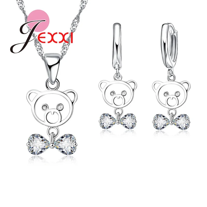 Baby Bear Animal Design Silver Jewelry Set For Girl Women Crystal Necklace Pendent Earrings For Anniversary Party
Baby Bear Animal Design Silver Jewelry Set For Girl Women Crystal Necklace Pendent Earrings For Anniversary Party