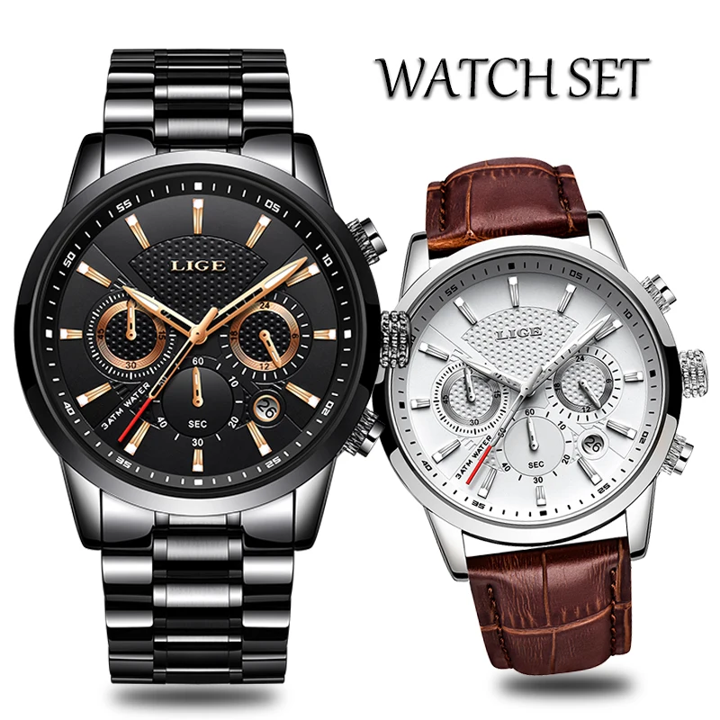 2019 LIGE New Mens Set watches Top Luxury Brand Business Quartz Watch Men Military Sport Waterproof Wristwatch relogio masculino
2019 LIGE New Mens Set watches Top Luxury Brand Business Quartz Watch Men Military Sport Waterproof Wristwatch relogio masculino