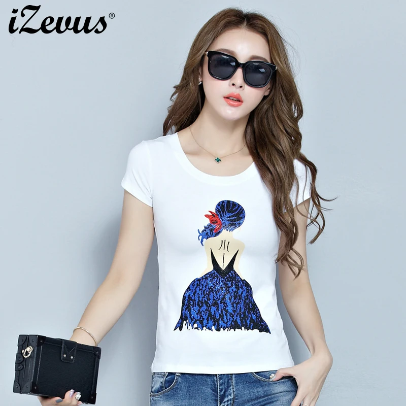 iZevus Summer Short Sleeve Rhinestone Printed Tee Sexy Girls Round Neck Fashion Cotton T-shirt Graphic Tops Tee Shirt
iZevus Summer Short Sleeve Rhinestone Printed Tee Sexy Girls Round Neck Fashion Cotton T-shirt Graphic Tops Tee Shirt