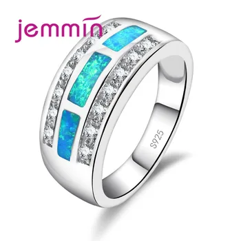 

Unique Fashion Blue Fire Opal Ring For Women Men 925 Sterling Silver Wedding Party Engagement Promise Ring Valentine'sDay