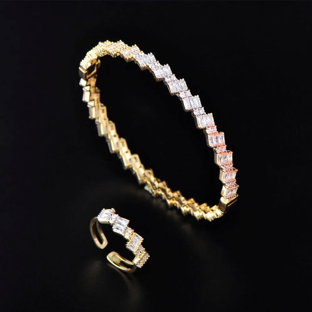 Blucome New Arrival Luxury Irregular Bangle Ring Set Geometric Zircon Copper Decorations For Women Anniversary Luxury Best Gifts
Blucome New Arrival Luxury Irregular Bangle Ring Set Geometric Zircon Copper Decorations For Women Anniversary Luxury Best Gifts
