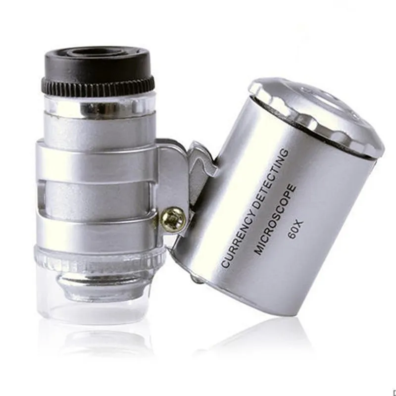 60X Mini Microscope Jeweler Loupe Lens Illuminated Magnifier Glass 3 LED With UV Light
60X Mini Microscope Jeweler Loupe Lens Illuminated Magnifier Glass 3 LED With UV Light