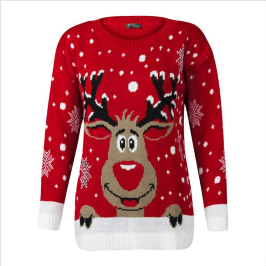 Фото Большие размеры 4XL Уродливые Рождественские свитера джемпер Снеговик с оленем