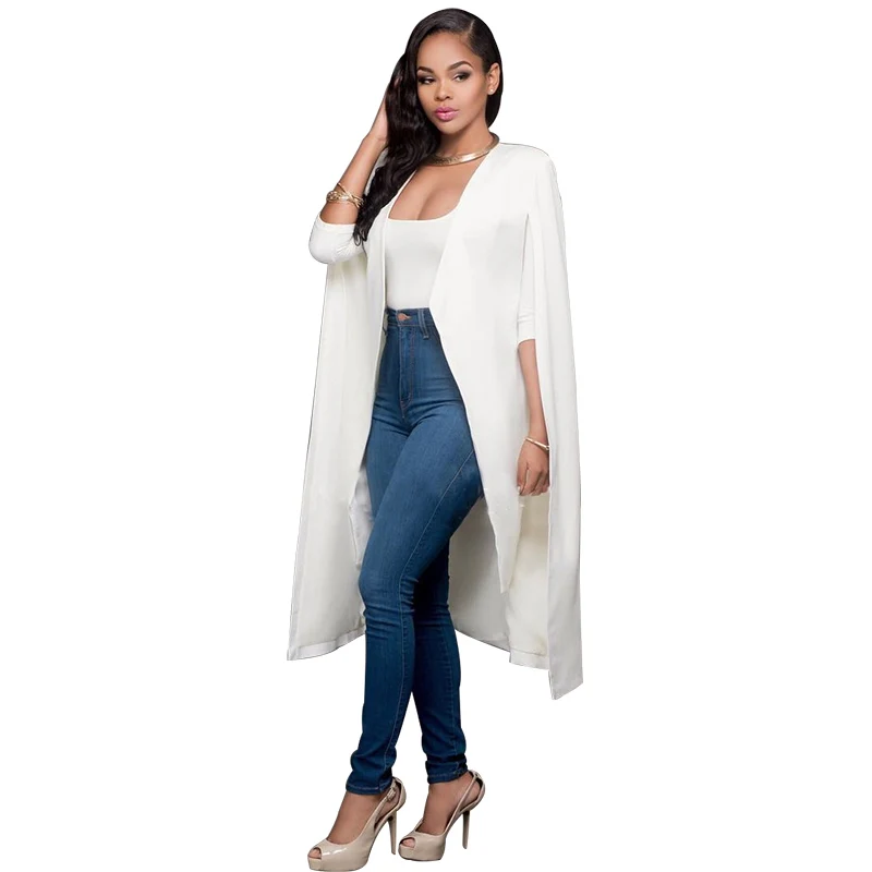 Sexy Long 4XL Big Size White Female Jacket Autumn Loose Slit Blazer Female Coat Women Cape Black Outerwear Casaco Feminino
Sexy Long 4XL Big Size White Female Jacket Autumn Loose Slit Blazer Female Coat Women Cape Black Outerwear Casaco Feminino