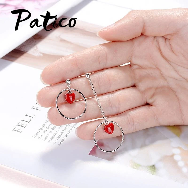 PATICO Women Fashion Asymmetric Long Earrings 100% 925 Sterling Silver Red Heart Pendant Earring For Wedding/Engagement
PATICO Women Fashion Asymmetric Long Earrings 100% 925 Sterling Silver Red Heart Pendant Earring For Wedding/Engagement