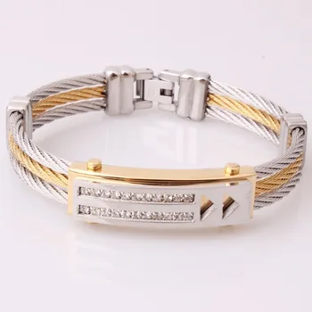High Quality Stainless Steel Silver Color Gold Crystal Wire Link Chain Cuff Bangle Bracelet Men's Boy's Biker Wristband Jewelry
High Quality Stainless Steel Silver Color Gold Crystal Wire Link Chain Cuff Bangle Bracelet Men's Boy's Biker Wristband Jewelry