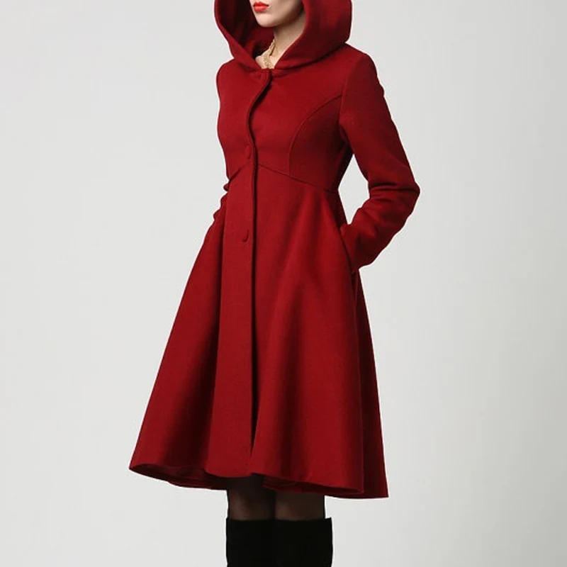 Women Autumn Overcoat Long Sleeves Single-breasted Hooded Slim Fit Long Coats -MX8
Women Autumn Overcoat Long Sleeves Single-breasted Hooded Slim Fit Long Coats -MX8