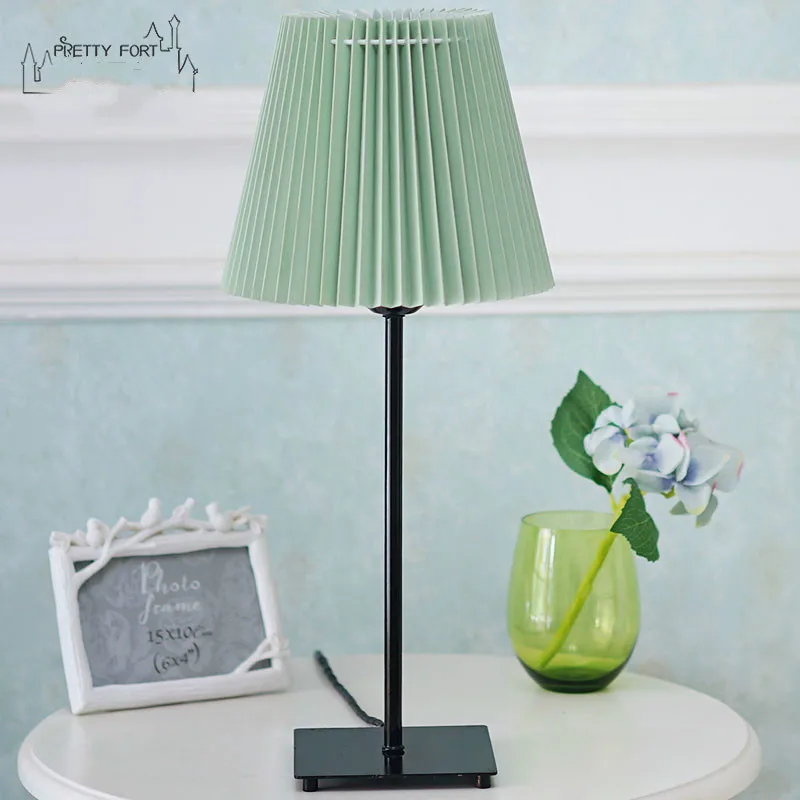 49cm height Colored Nordic modern table lamp minimalist American industrial iron pleated lampshade study bedroom bedside lamp 
49cm height Colored Nordic modern table lamp minimalist American industrial iron pleated lampshade study bedroom bedside lamp
