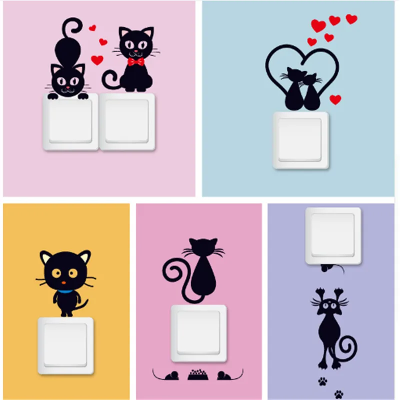 Creative Black cat love Cartoon Removable Switch stickers PVC Wall Sticker Vinyl Decal Home Decor Decal Socket paste 
Creative Black cat love Cartoon Removable Switch stickers PVC Wall Sticker Vinyl Decal Home Decor Decal Socket paste