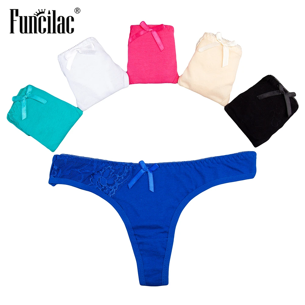 FUNCILAC Sexy Women Panties Lace Transparent Thong Cotton G String Solid Color Briefs Underpants Underwear Lingerie 5 Pcs/Lot
FUNCILAC Sexy Women Panties Lace Transparent Thong Cotton G String Solid Color Briefs Underpants Underwear Lingerie 5 Pcs/Lot