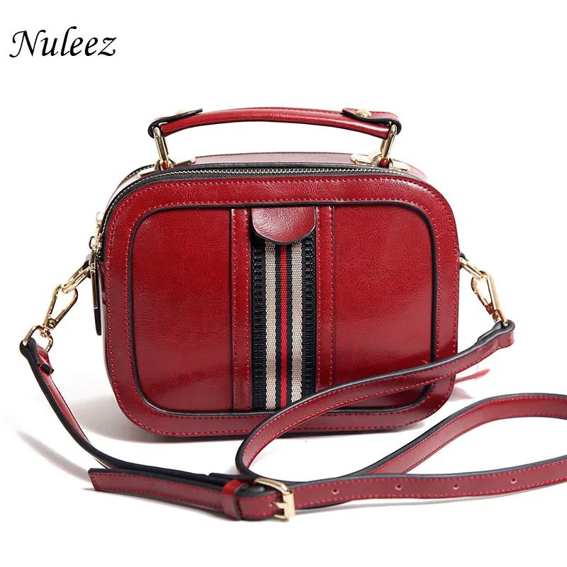 Nuleez genuine cowhide oil waxy leather women flap bag striped decorate fashion 2018
Nuleez genuine cowhide oil waxy leather women flap bag striped decorate fashion 2018