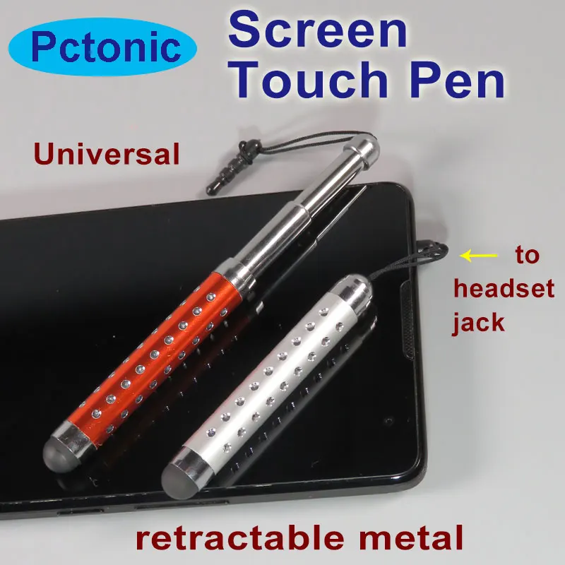 

PCTONIC retractable Capacitive Screen Touch Pen Stylus PDA metal trinodal extendable touch pencil diamond for smart phone