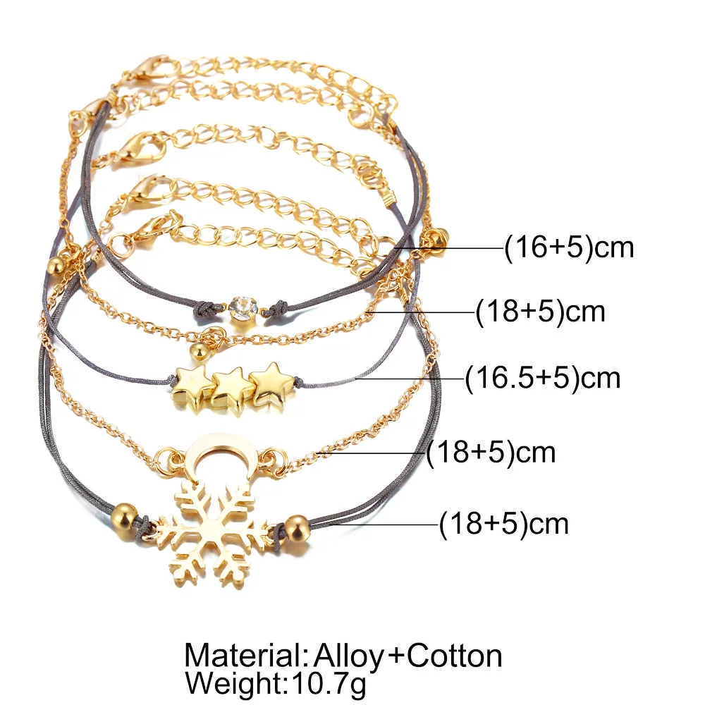 New Summer Bracelet Fashion Jewelry Women Party Round Five-Pointed Star Moon Hand Rope Bracelet Five-Piece Sets Anklet Female
New Summer Bracelet Fashion Jewelry Women Party Round Five-Pointed Star Moon Hand Rope Bracelet Five-Piece Sets Anklet Female