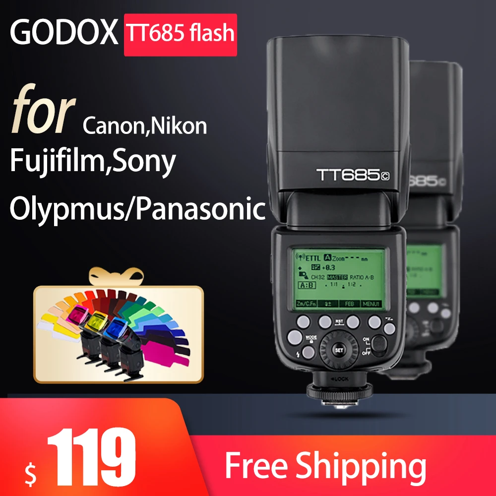 Godox Flash TT685 TT685C TT685N TT685S TT685F TT685O Flash TTL Camera Flash speedlite for Canon Nikon Sony Fuji Olympus Camera
Godox Flash TT685 TT685C TT685N TT685S TT685F TT685O Flash TTL Camera Flash speedlite for Canon Nikon Sony Fuji Olympus Camera