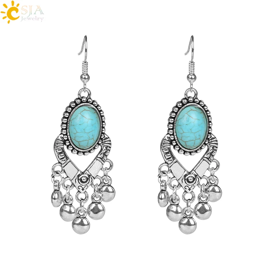 CSJA Girl Vintage Silver Dangle Earrings Oval Green Howlite Love Heart Tassel Charms Girl Ear Pendants Hanging Boho Jewelry E437
CSJA Girl Vintage Silver Dangle Earrings Oval Green Howlite Love Heart Tassel Charms Girl Ear Pendants Hanging Boho Jewelry E437