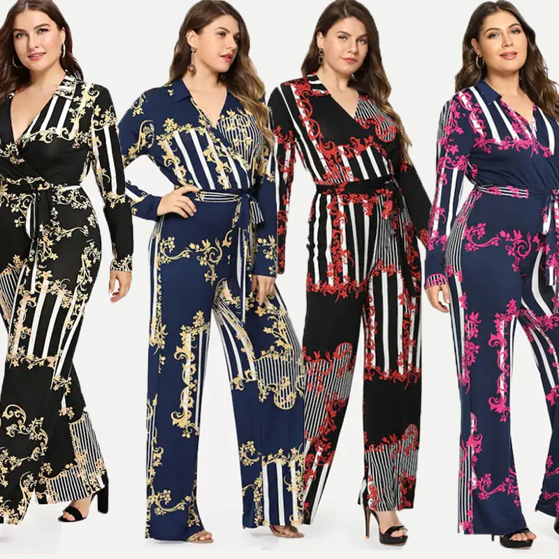 Women Long sleeve V Neck Bodysuits With Belt Femme Rompers Feminino Floral Playsuit Overalls Print Autumn and winter Jumpsuit
Women Long sleeve V Neck Bodysuits With Belt Femme Rompers Feminino Floral Playsuit Overalls Print Autumn and winter Jumpsuit