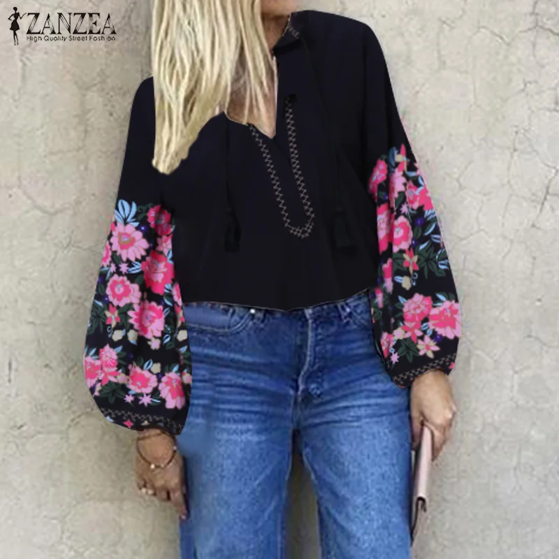 ZANZEA Women Bohemian Blouse Autumn Floral Printed Lantern Sleeve Tops Tunic Casual Vintage V Neck Shirt Blusa Chemise Femininas
ZANZEA Women Bohemian Blouse Autumn Floral Printed Lantern Sleeve Tops Tunic Casual Vintage V Neck Shirt Blusa Chemise Femininas