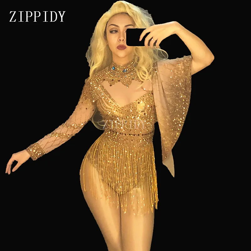 Shining Sexy Gold Rhinestones Bodysuit Costume Women's sexy Outfit Birthday Party Wear Female Singer Dance Stage Leotard YOUDU
Shining Sexy Gold Rhinestones Bodysuit Costume Women's sexy Outfit Birthday Party Wear Female Singer Dance Stage Leotard YOUDU