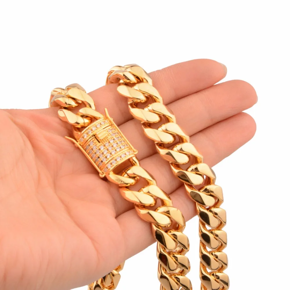 Miami Cuban Chains For Men Hip Hop Jewelry Wholesale Gold Color Thick Stainless Steel Long Big Chunky Necklace Gift
Miami Cuban Chains For Men Hip Hop Jewelry Wholesale Gold Color Thick Stainless Steel Long Big Chunky Necklace Gift